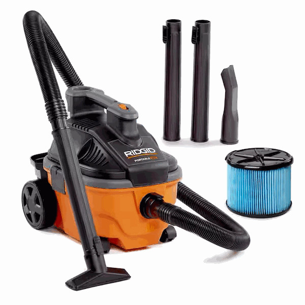 RIDGID 4 Gal. 5.0 Peak HP Portable Wet/Dry Vac w/ Fine Dust 