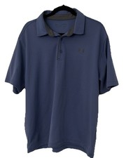   Under Armour Men  s HEATGEAR Polo Shirt Blue Short Sleeve Sz XL Loose Fit