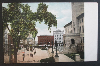 Main Street Worcester MA Unposted UDB Postcard