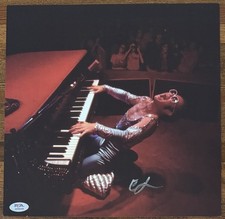 ELTON JOHN SIGNED ALBUM PIANO PHOTOGRAPH CARD & DIAMONDS VINYL LP PSA DNA COA