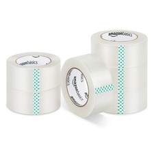 Amazon Basics Strong Adhesive Packing Tape for Moving Boxes, 6 Pack, Clear