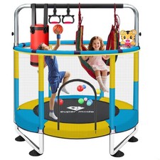 55" Indoor  Outdoor Trampoline for Kids with Enclosure, Toddler Trampoline w...