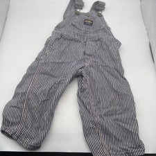 Vtg OshKosh Overalls Vestbak Bibs Pinstripe Railroad Kids Toddler 2T Stripe W