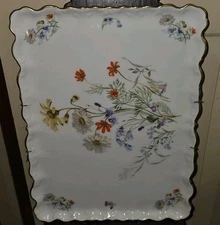 Limoges France Chamart LEC Large Floral Wildflowers 15" Porcelain Platter Tray 
