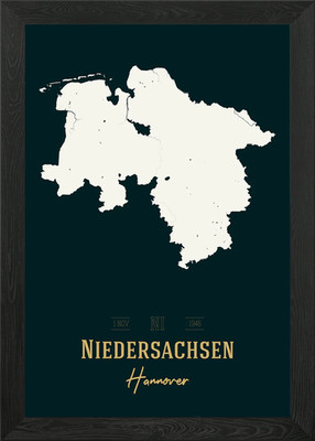 Niedersachsen Landkarte Deutschland gerahmtes Wandbild Poster Leinwanddruck Bild