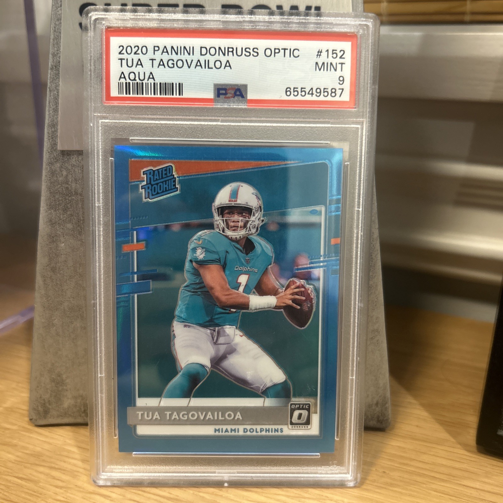 2020 Panini Donruss Optic Rated Rookies Tua Tagovailoa #152 Aqua /299 Psa 9