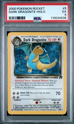 Pokémon Team Rocket Dark Dragonite 5/82 PSA 5 EX Holo Rare English Card