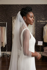 Wedding veil 1 Tier pearls long length veil