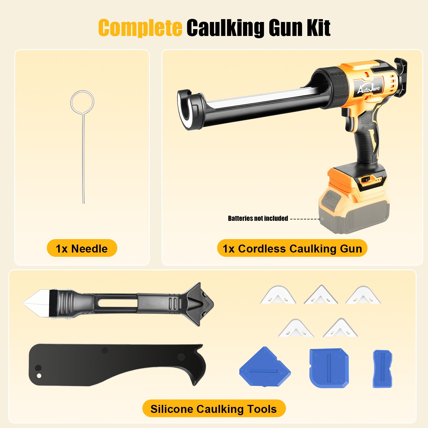 Cordless Caulking Gun for Dewalt 20V Max Battery,10 Oz 6 Speed for Sealing