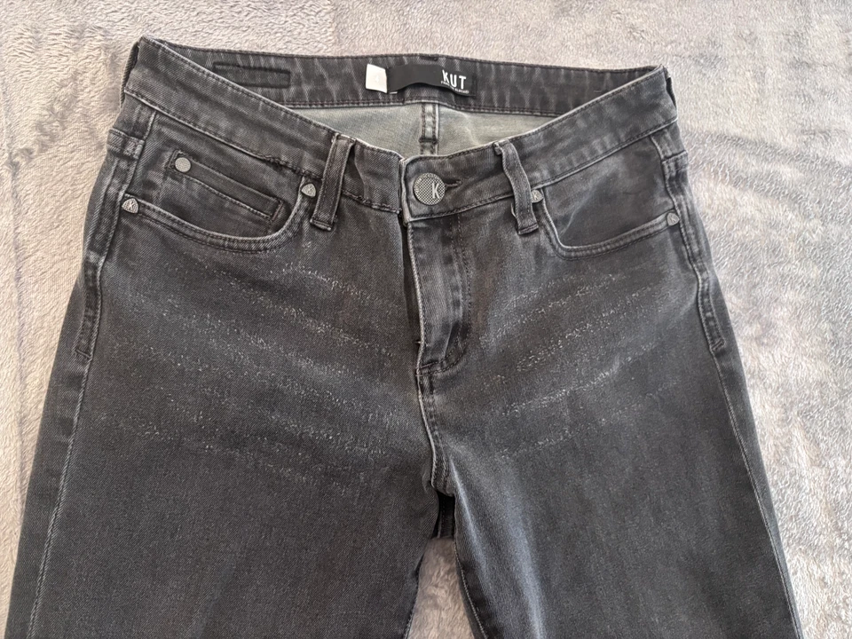 Pantalones de mezclilla KUT from the Kloth para mujer talla 4 Donna ajustados negros desgastados L29" Foto 2 de 4