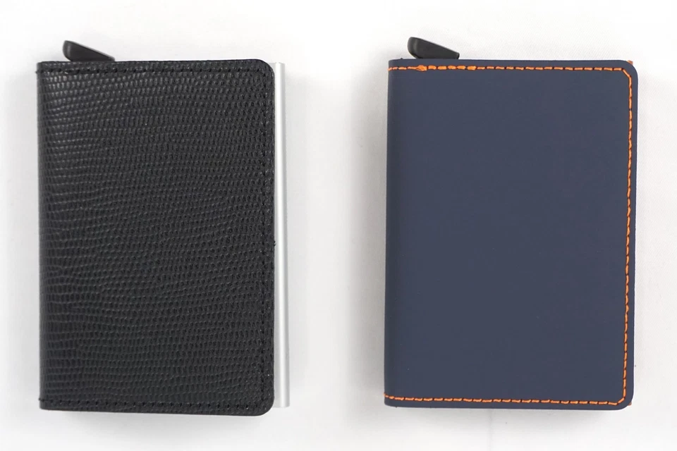 Lote de 2 billetera delgada de aluminio Secrid en azul noche mate y naranja/negro Rango Foto 4 de 4
