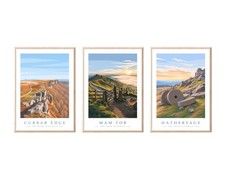 Set of 3 Travel Poster Prints - Peak District Wall Art