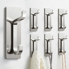 Wall Hooks for Coat and Towel: 13LB Strong Adhesive Door Hanger Stick on, Brushe