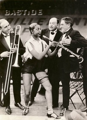 Josophine Baker on stage in musical skit Historic Old Photo