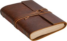 Leather Journal Notebook - Handmade Vintage Leather Bound 300 Pages 5" X 7" 