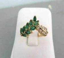 2Ct Emerald Cut Green Lab Created Women's Wedding Ring 14K Yellow Gold Plated