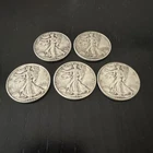 Walking Liberty Half Dollar - 90% Silver - Lot of Five (5) U.S. Coins