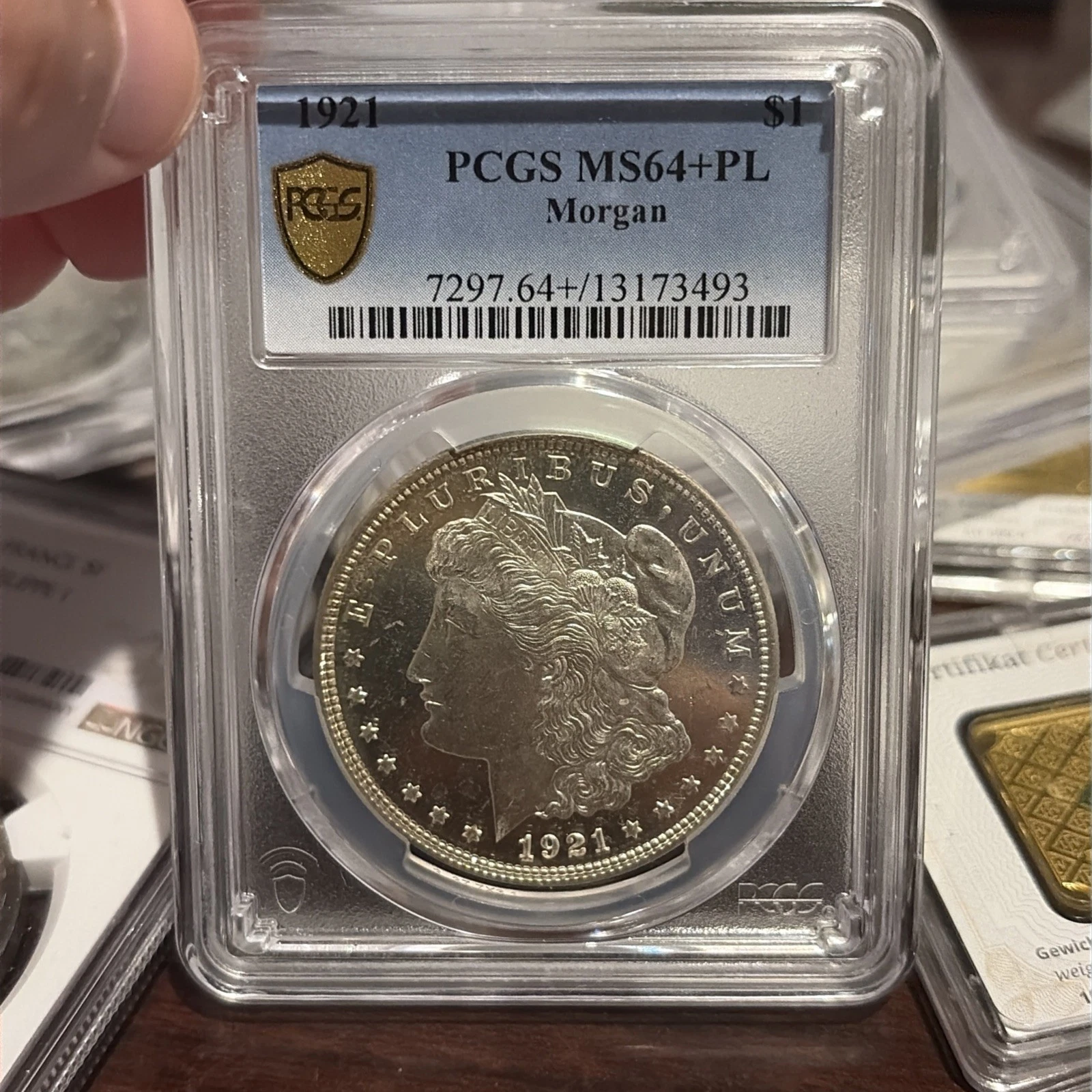 1921 (P) PCGS Morgan Silver Dollar MS64PL Prooflike MS-64+ Insane Frost & Polish