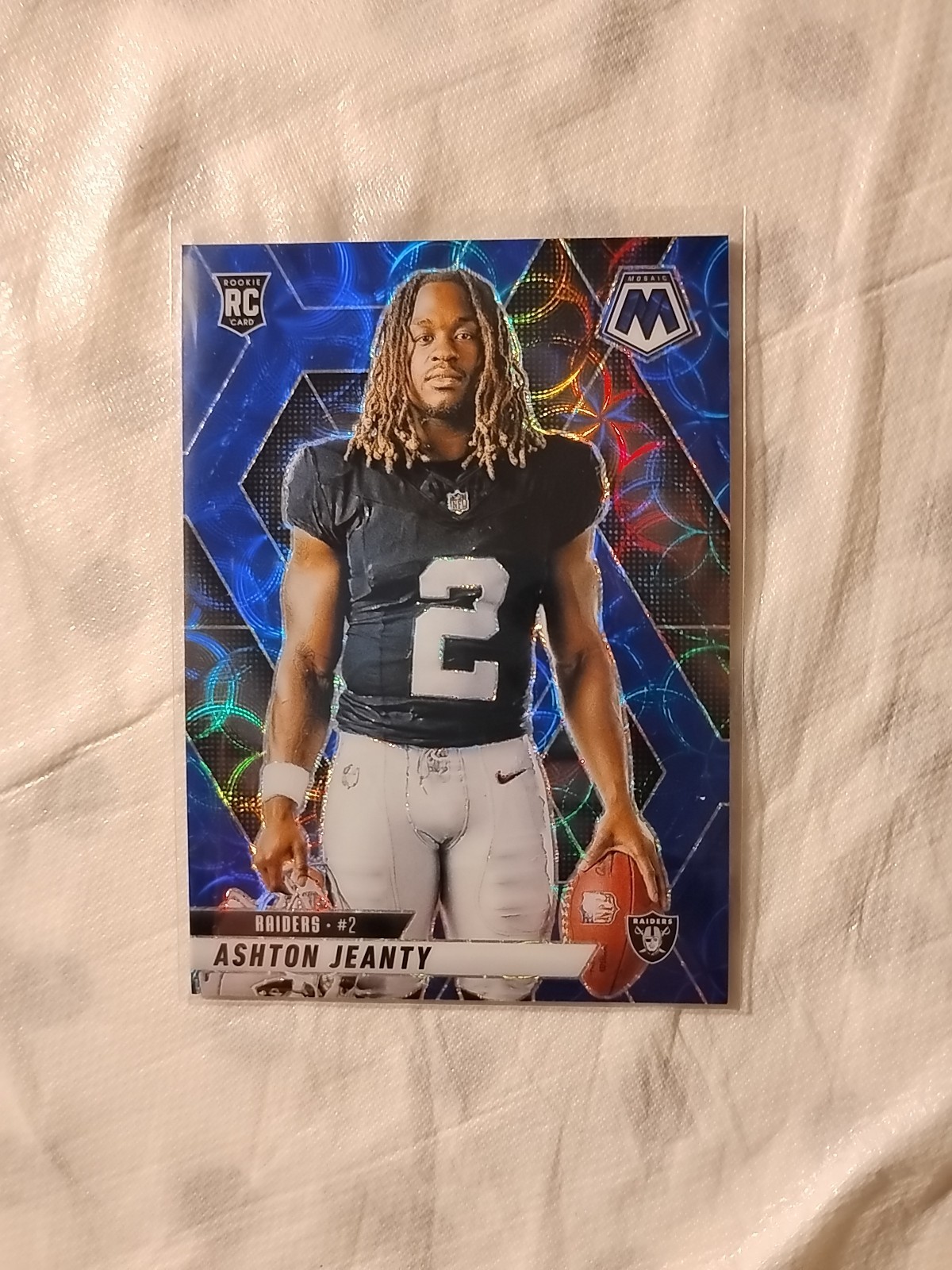 2025 Panini Mosaic Rookie Ashton Jeanty SP Blue Scope Prizm (RC) #345 Raiders