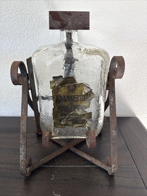 Vint. Amaretto di Saronno Originale Liquor Bottle w/Decorative Holder/Dispenser