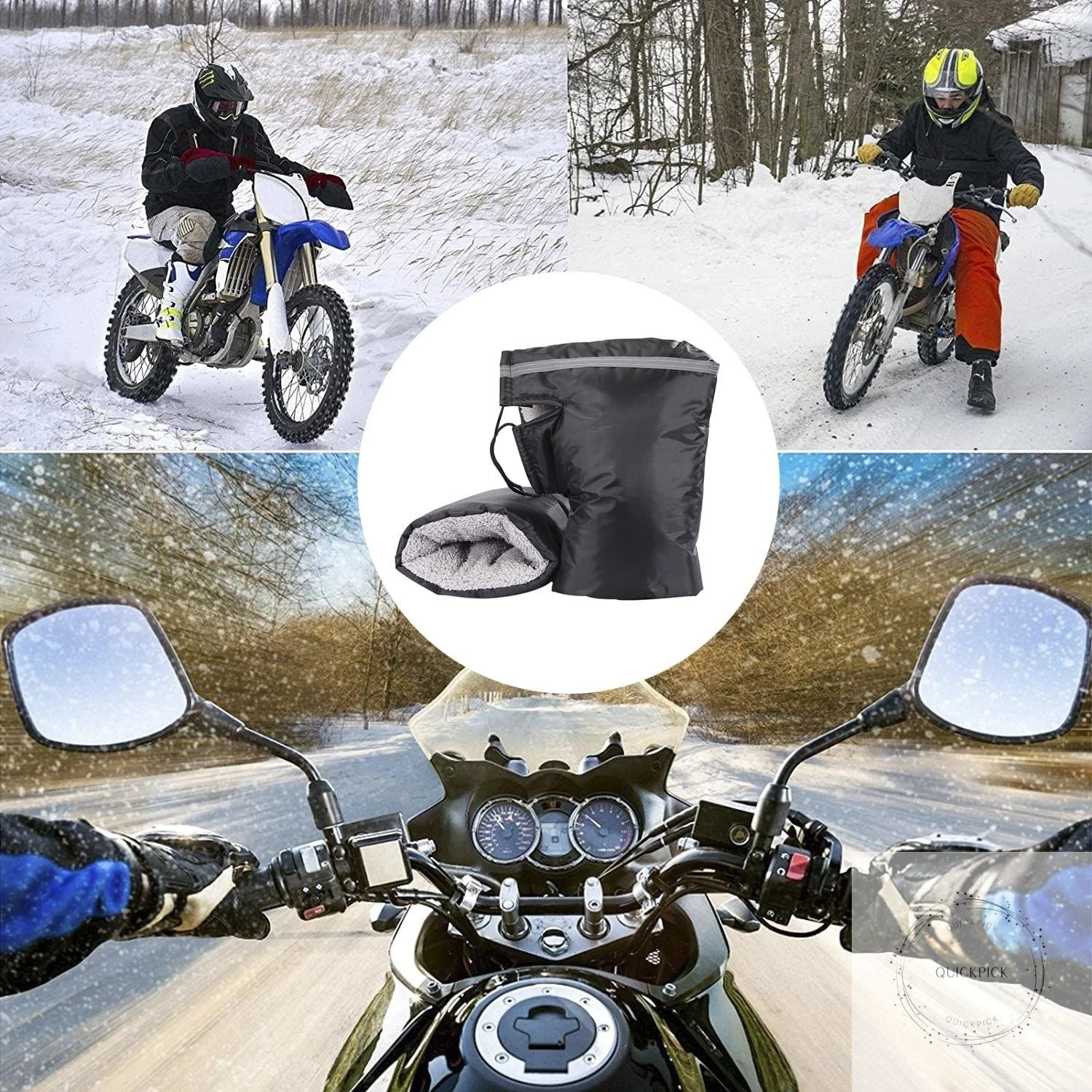 Motorcycle Handlebar Gloves Muff for Cold Weather Waterproof Riding Mittens Wind