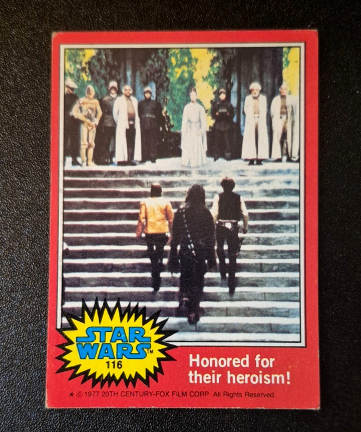 Honored for their heroism #116 Star Wars 1977 Topps trading card — raw and PSA graded price guide