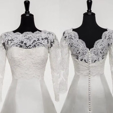 Wraps White Ivory Appliques Wedding Jackets Shrugs Wraps Lace Bridal V Neck