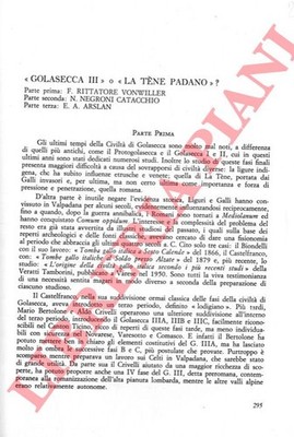 RITTATORE VONWILLER Ferrante - NEGRONI CATACCHIO N. - ARSLAN E. A. -  Golasecca