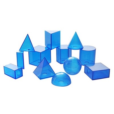 12 Pieces Transparent Three-Dimensional Shapes Removable Math Manipulatives
