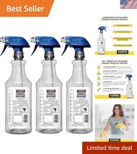 32oz Chemically Resistant Empty Spray Bottles - 3 Count with Trigger