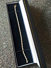 9ct Yellow Gold Diamond Tennis Bracelet Hallmarked Box Clasp