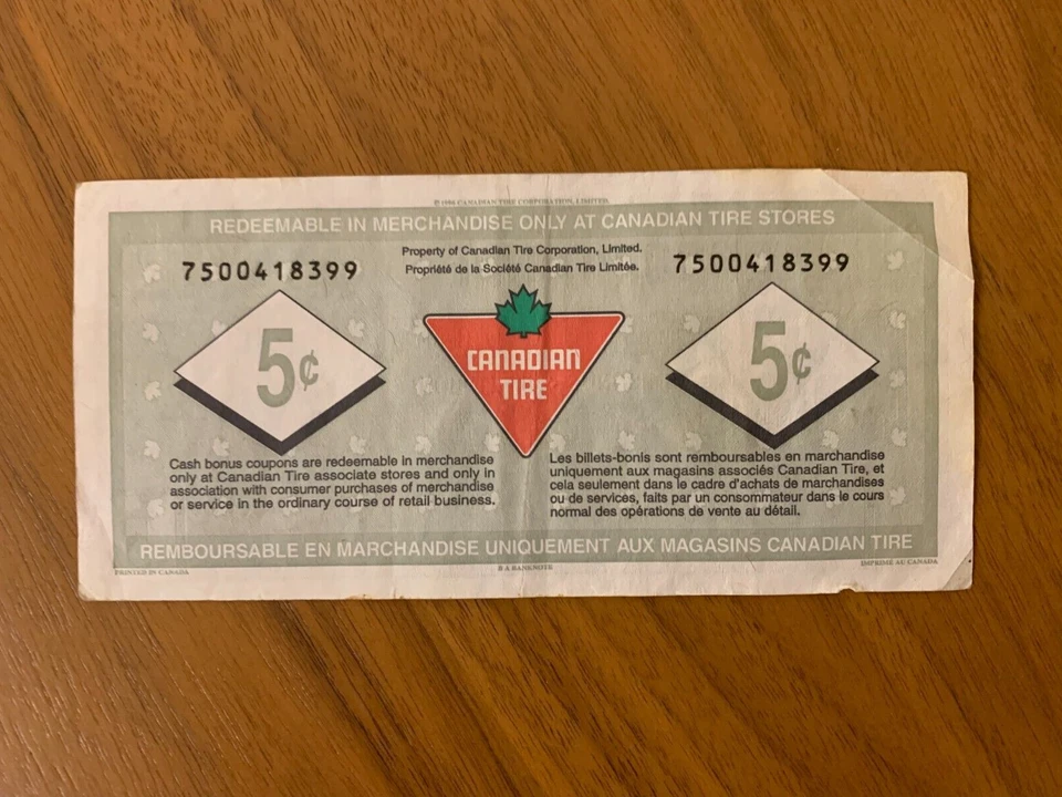 Canadian Tire Money 5c - 75th Anniversary Special Edition 1996  - Image 4 of 4
