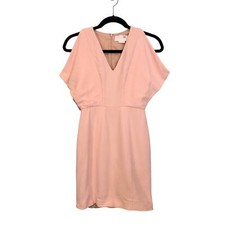 Genny Dress Womens 0 Pink Minidress Off The Shoulder V-Neck Sheath Stretch Italy