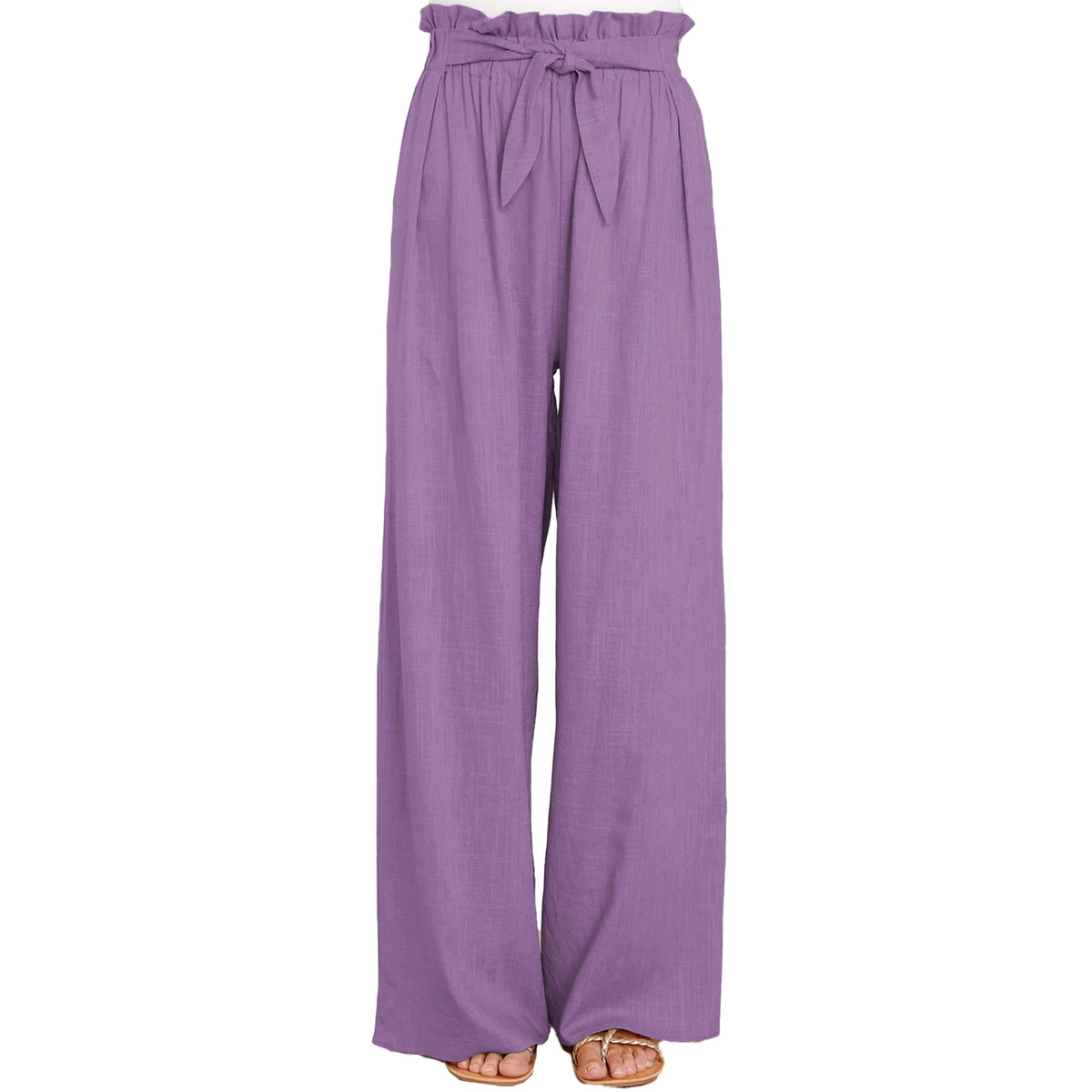 Purple flowy pants sales