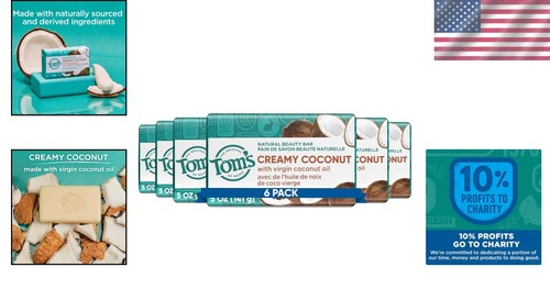 6-Pack Moisturizing Coconut Bar Soap with Organic Virgin Coconut Oil, 5 oz - Picture 2 of 11