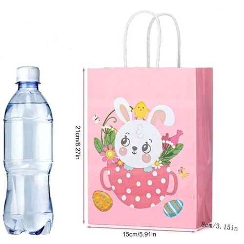 Set Of 8 Easters Rabbit Themed Gift Bags for Spring Celebration Party Supplies - Picture 8 of 8