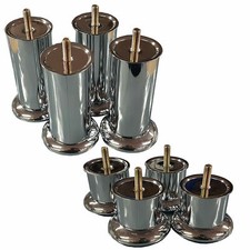 Metal Chrome Legs Feet For Sofas Beds Chairs Furniture Slide Glides 50 - 120mm