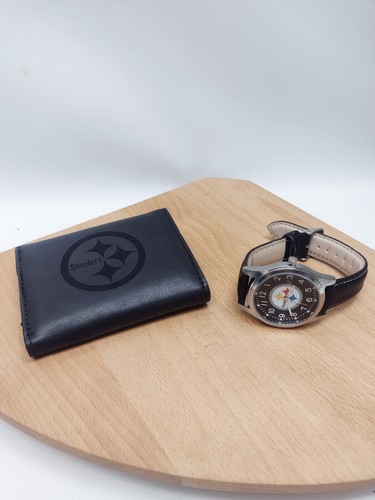 Pittsburgh Steelers NFL Black Watch And Wallet Gift Set - Free Shipping - Picture 2 of 13