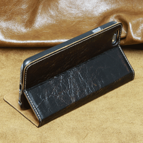 Luxury Leder Schutzhülle für Apple iPhone 6/6s+ Plus Tasche Case Cover schwarz - Picture 4 of 12