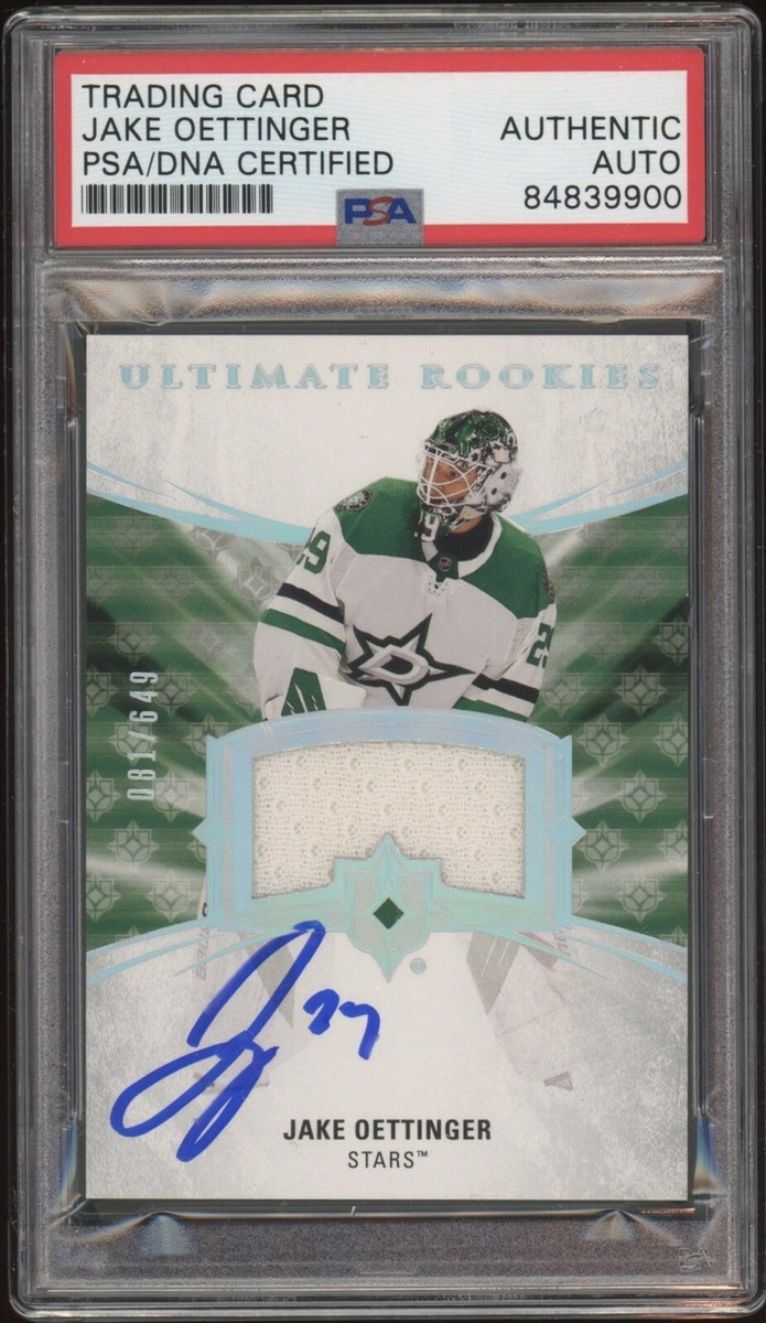 Jake Oettinger Signed 2020 Upper Deck Ultimate Rookie Jersey RPA