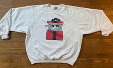 90s womens Unique CAT Graphic Crew sweatshirt,XL.made Korea
