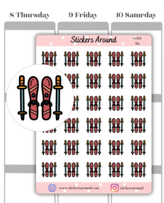 Skiing Gear Icon Planner Sticker, Winter Sports Sticker for Calendar & Journal