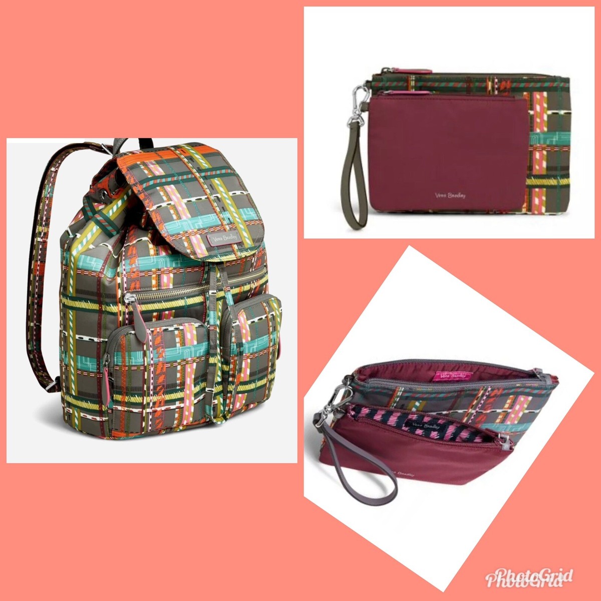 Vera Bradley City Plaid Midtown Cargo Backpack and Matching Wallet Vera Bradley Midtown Cargo Backpack in City Plaid In  main image 2