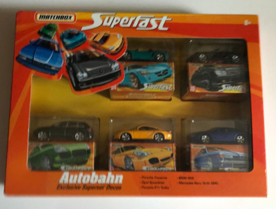 MATCHBOX SUPERFAST AUTOBAHN 5 CAR BOX SET WITH PORSCHE NEW NEVER OPENED ...