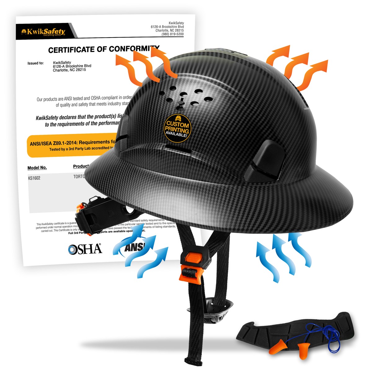 KwikSafety BLACK CARBON Hard Hat Type 1 Class C ANSI OSHA 