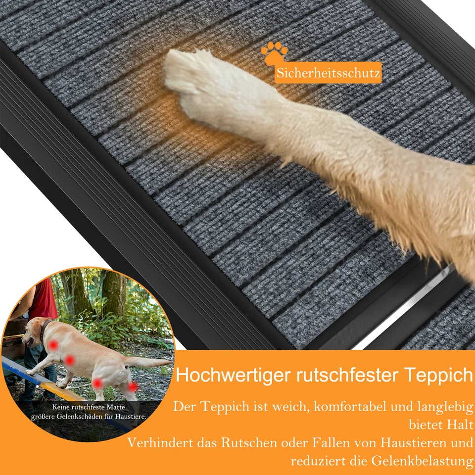 Klappbare Hunderampe Hundetreppe 157cm Einstiegshilfe Auto-Rampe Alu Max 110 kg - Bild 4 von 4