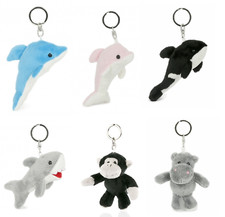 1 Schlüsselanhänger Delfin Wal Affe Hippo Orca Tiere Schlüsselring Tier Plüsch