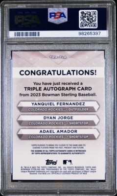 2023 Bowman Sterling Jorge/Fernandez/Amador Triple Autograph /25 