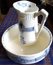 Feiner Jugendstil Waschkrug mit Schüssel Utzschneider & Cie um 1910 top erhalten