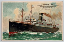 American Line's Four-masted Manchuria of 1920 Ex-Pacific Mail Postcard G46